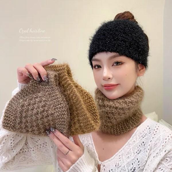 은창]코지 니트 포근 워머 앤 헤어밴드 모자 멀티밴드 니트모자 목도리 스카프 남녀공용 헤어 겨울 방한 보