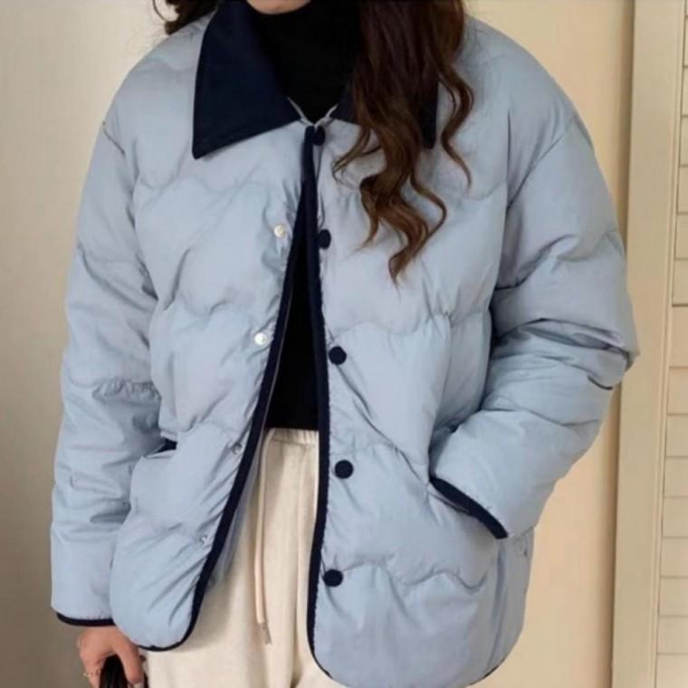 여성 누빔 패딩 자켓 카라 배색 포인트 퀼팅 점퍼 간절기 데일리