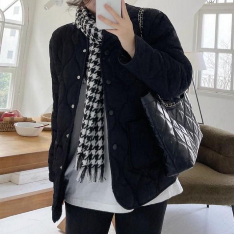 여성 누빔 양털 패딩 퀼팅 점퍼 초겨울 아우터 블랙 간절기 아우터 여자 겨울 잠바 초 퀼팅점퍼 패딩