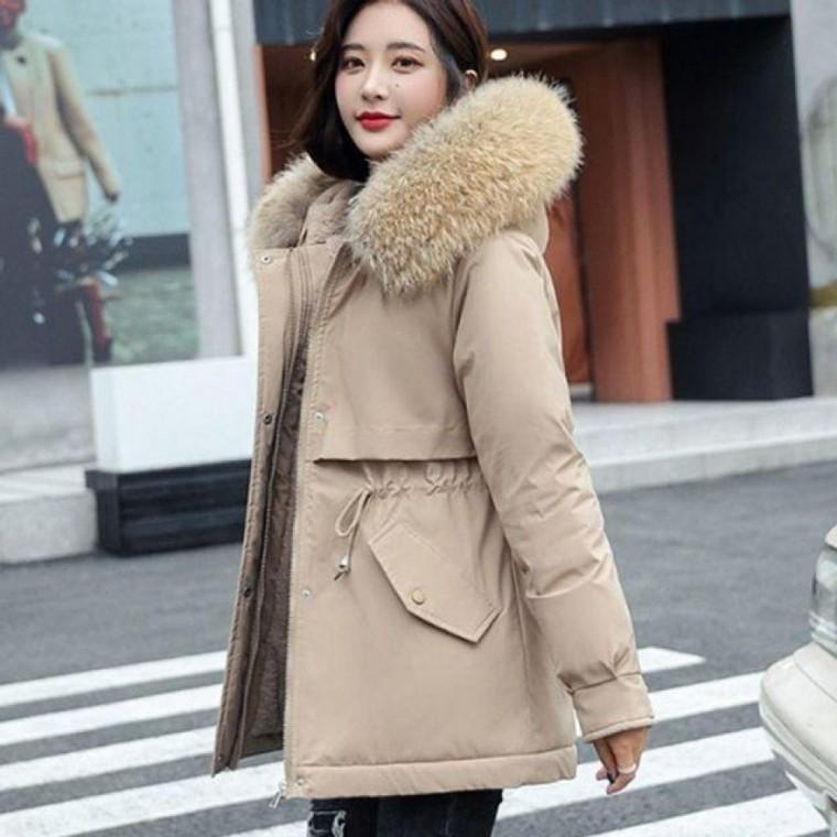 털안감 허리 스트링 하프 패딩 점퍼 캐주얼 여자 여성 겨울 잠바