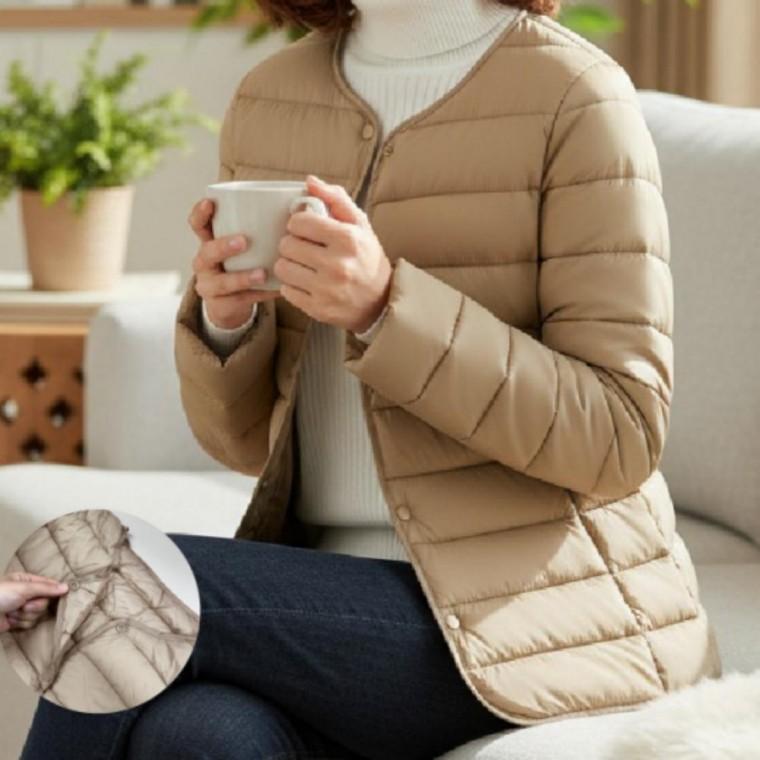 여성 베이직 경량 패딩 점퍼 이너 겨울 데일리 숏 자켓 슬림 사무실