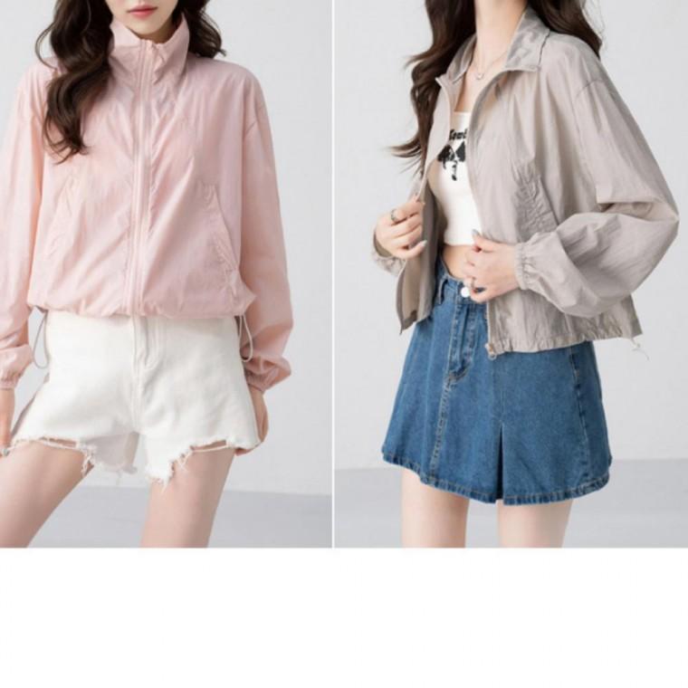숏크롭 여름 바스락 바람막이 경량바람막이 카라 숏크롭점퍼 가죽점퍼