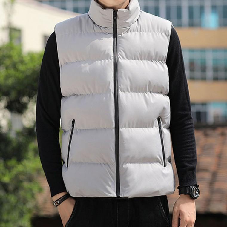 겨울 남자 베이직 패딩조끼 데일리 하이넥 경량 다운 조끼 방한 깔깔이 집업 점퍼