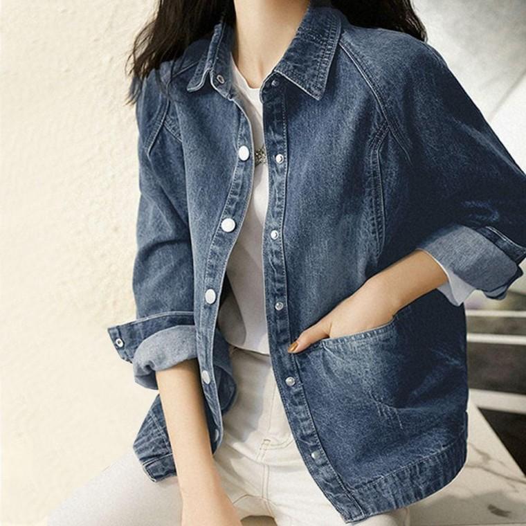 여성 봄 가을 데일리 캐주얼 청 데님 자켓 재킷 오버핏청자켓 데님 봄자켓 대학생청자켓 데일리룩 재킷