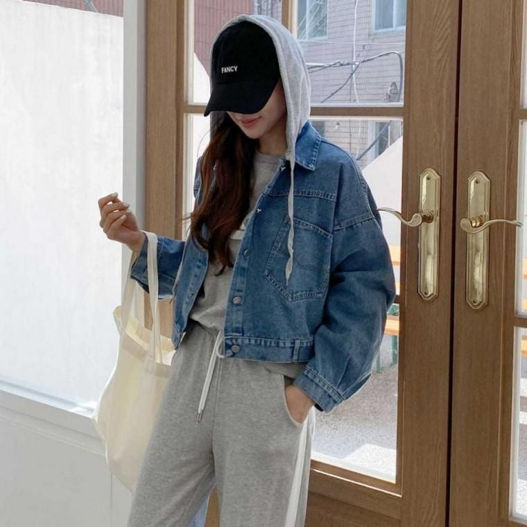 재킷 모자 탈부착 캐주얼 데님 후드 자켓 청자켓 청후드