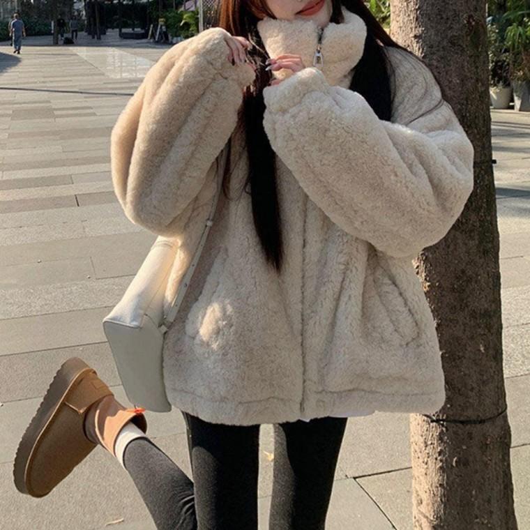 오버핏 퍼 집업 루즈핏 자켓 겨울 아우터 여성 코디 퍼집업 털집업 퍼자켓 업자켓 겨울아
