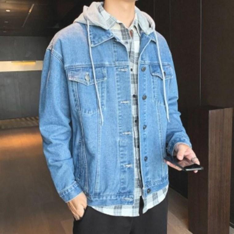 후드 청자켓 남성 캐주얼 탈부착 데님 아우터