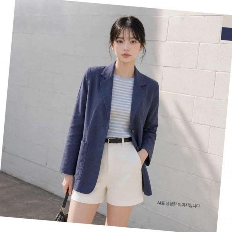 블렌딩 린넨자켓 여자린넨자켓 여자봄자켓 여성리넨자켓