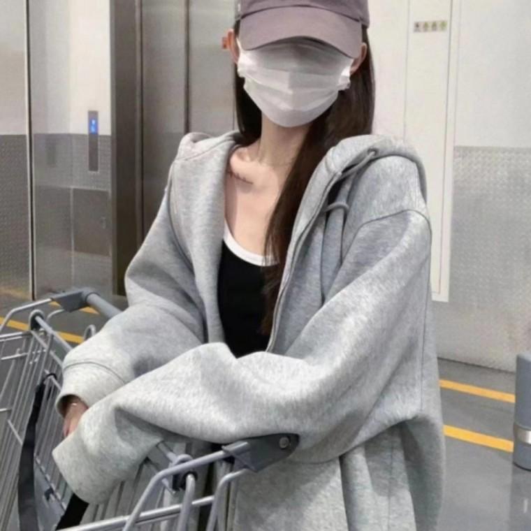 여성 베이직 무채색 오버핏 후드집업 루즈핏 자켓 3컬러