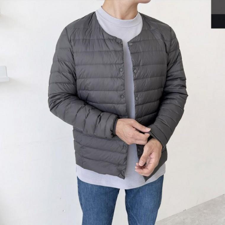 남성 겨울 데일리 캐주얼 초경량 라운드넥 패딩 자켓