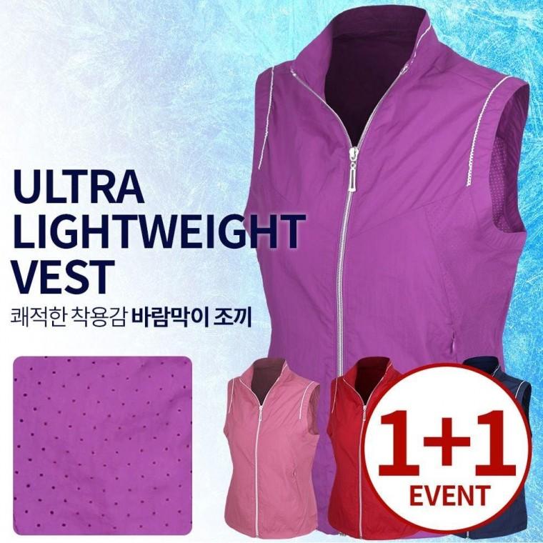 (1+1) 여성 초경량 나일론 바람막이 조끼