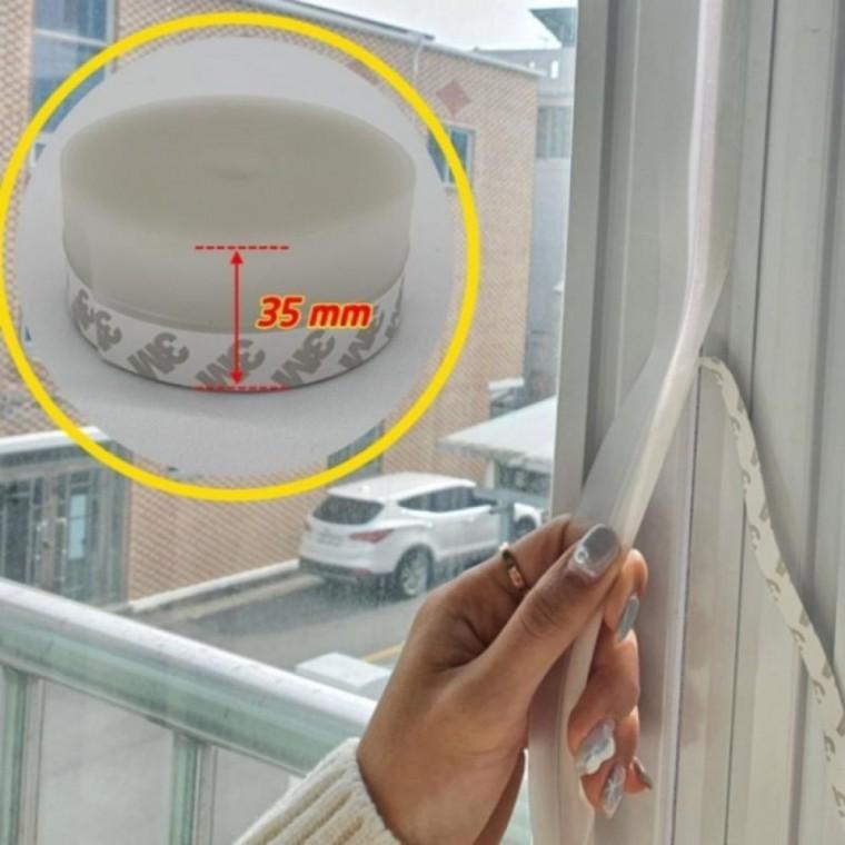 1롤(5m) 투명 폭3.5cm 창문 틈새 바람막이 날개 테이프 방풍 창틈새 우풍 외풍 차단