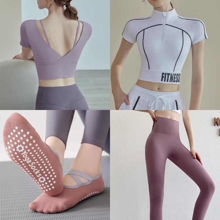 요가복 레깅스 요가양말 모음전 / 브라탑 반팔 긴팔 커버업 크롭탑 (패드내장) 헬스복 운동복 상의 하의