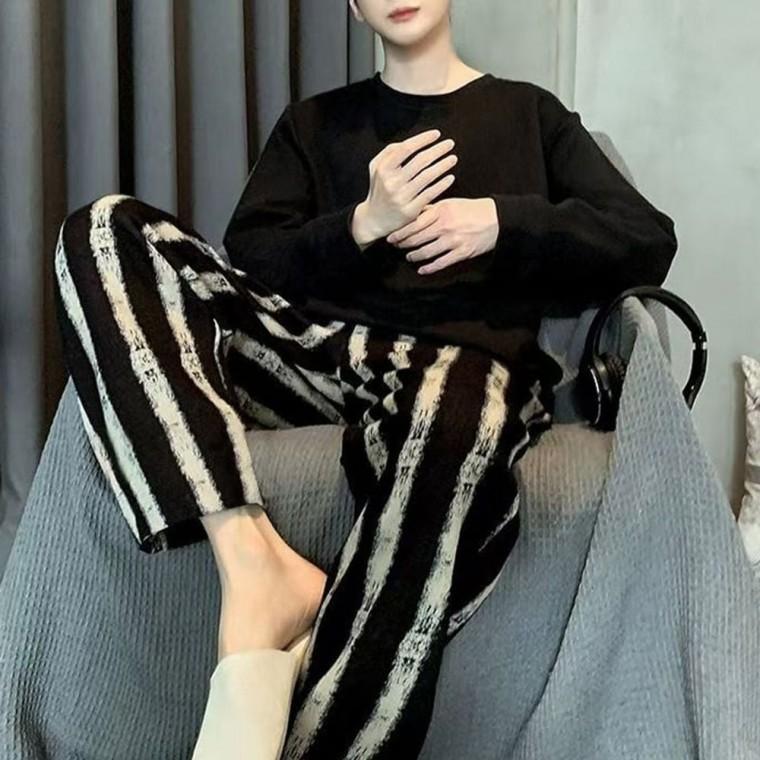 WOW 남성 긴팔 잠옷 상하의 세트 파자마 홈웨어 실내복 투피스