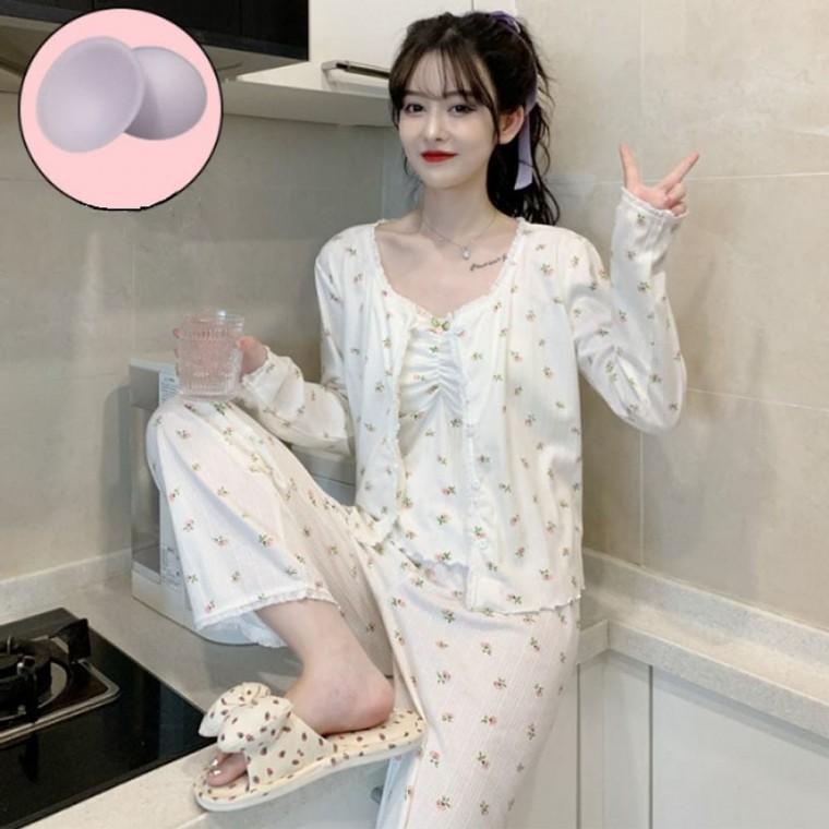 YJR 여성 홈웨어 세트 긴팔 루즈핏 실내복 파자마 잠옷 언더웨어