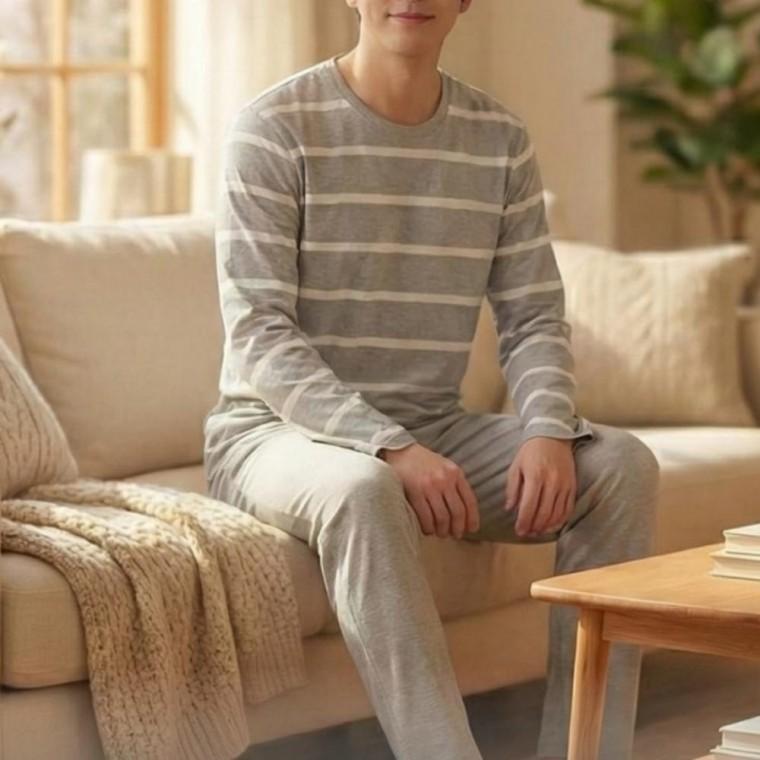 남자 파자마 사계절 홈웨어 수면 긴팔 잠옷 상하의 세트