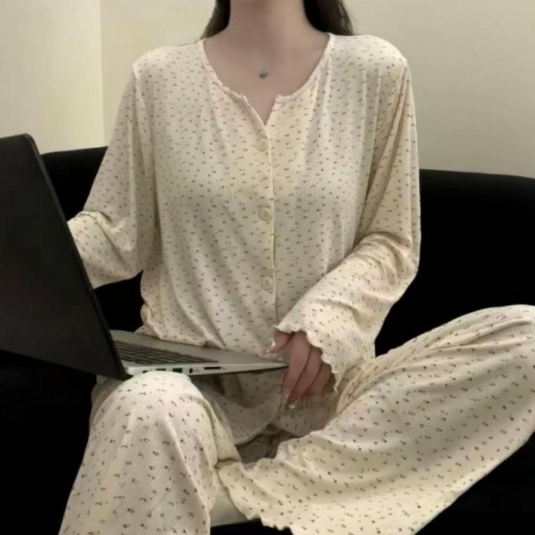 크림블라썸 긴팔 잠옷세트 데일리 수면 잠옷 상하세트 홈웨어 라운지