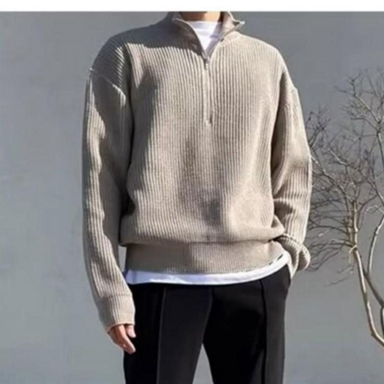 남성 하프집업 루즈핏 긴팔 니트 카라 넥 남자 빅사이즈 데일리룩 출근룩