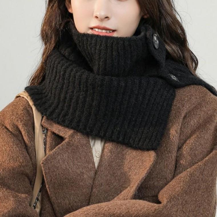 여성 니트넥워머 단추 터틀넥 목폴라 목도리형