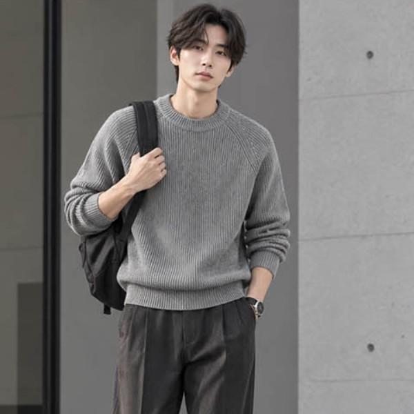 라운드넥 워서블 니트 남자 겨울 긴팔 데일리 베이직 간절기 상의 캐주얼 레이어드 코디 스웨터