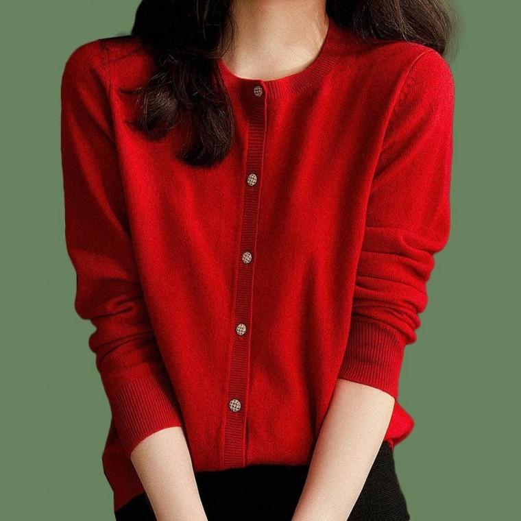 여성 봄 가을 무지 라운드 예쁜 단추 가디건 레드 루즈핏가디건 니트가디건 검정가디건 여성 회색가디건