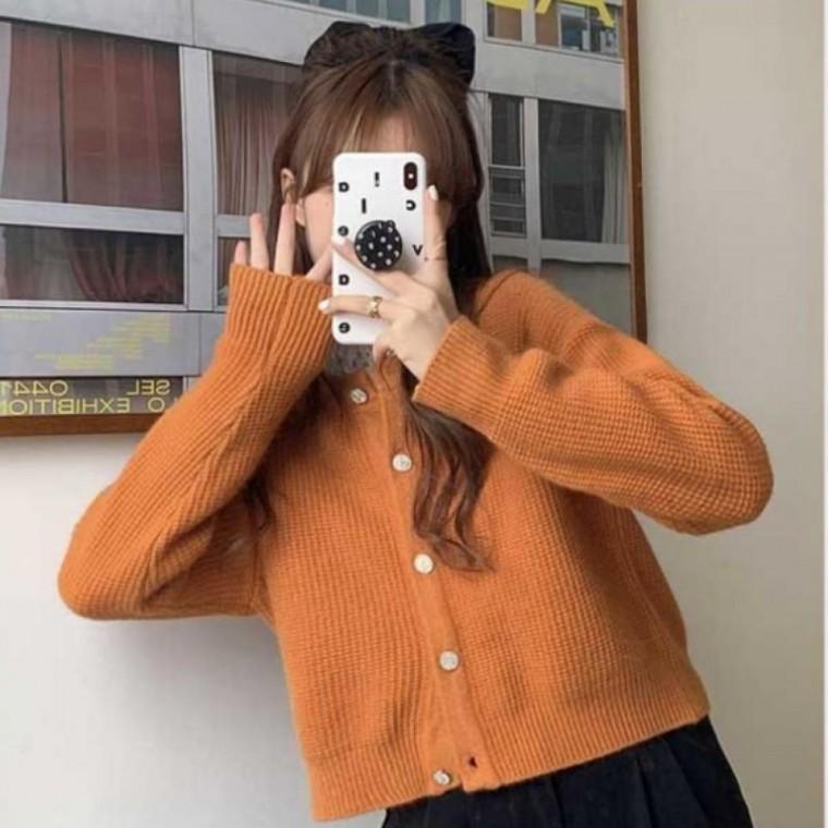 가을 여자니트가디건 라운드 넥 여성검정 사무용