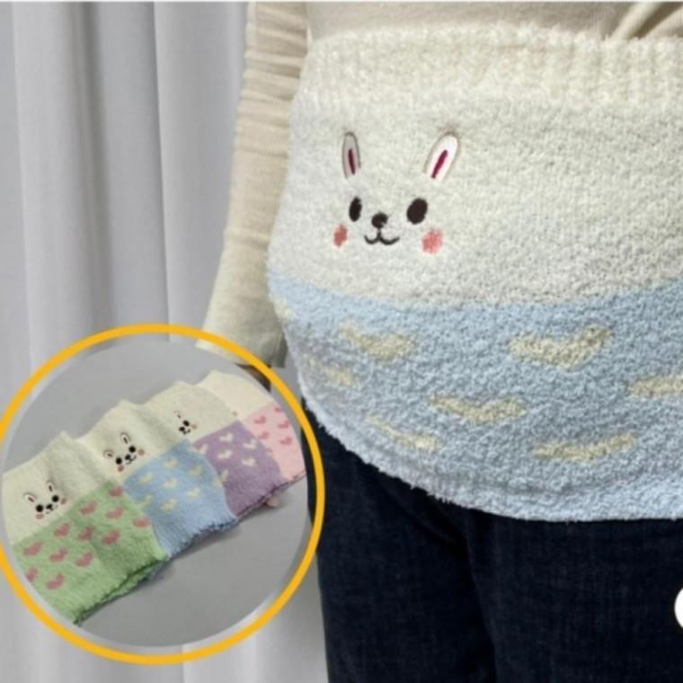 1개 색상랜덤 토끼 니트 복부 배 워머 허리 보온 밴드 복대 생리 슬리브 일상