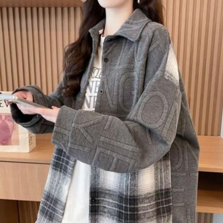 여성 체크셔츠 기모 긴팔 봄 겨울 간절기 남방