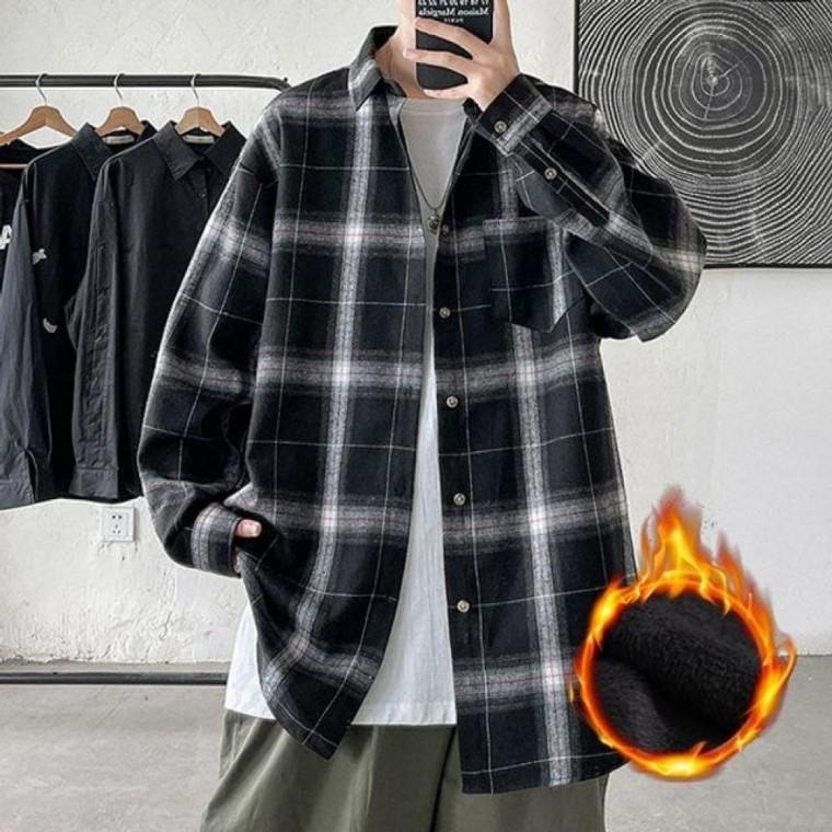 남성 캐주얼 데일리 루즈핏 체크 남방 셔츠 가을겨울자켓 겨울아우터 셔츠 기모남방 남방자켓 패션