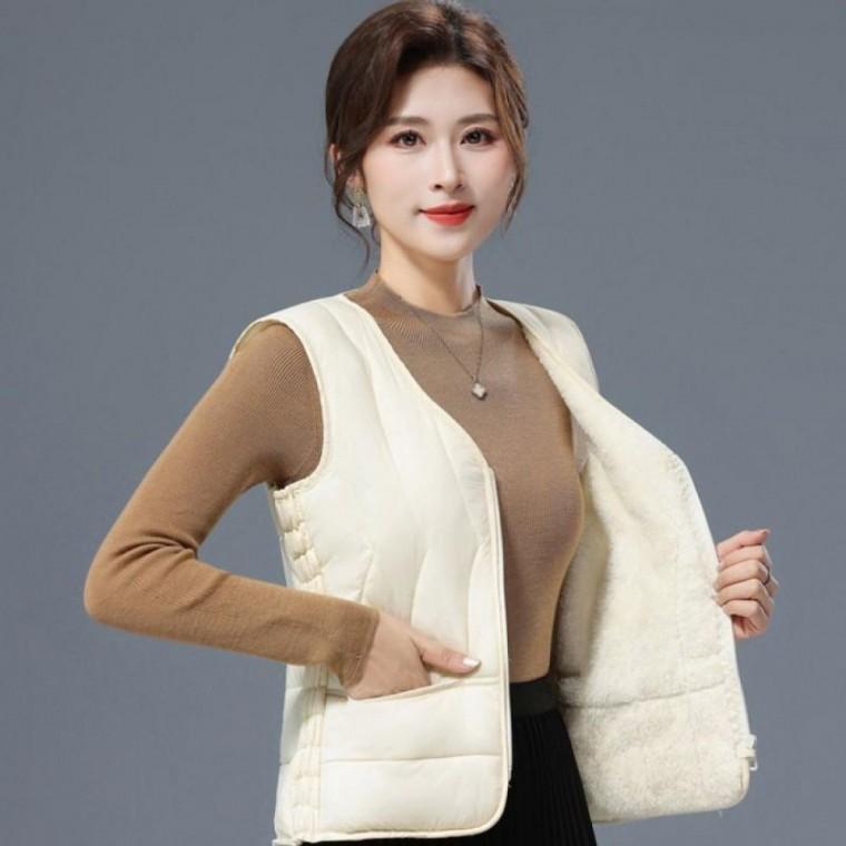 경량 여성패딩조끼 브이넥 융기모 겨울 베스트