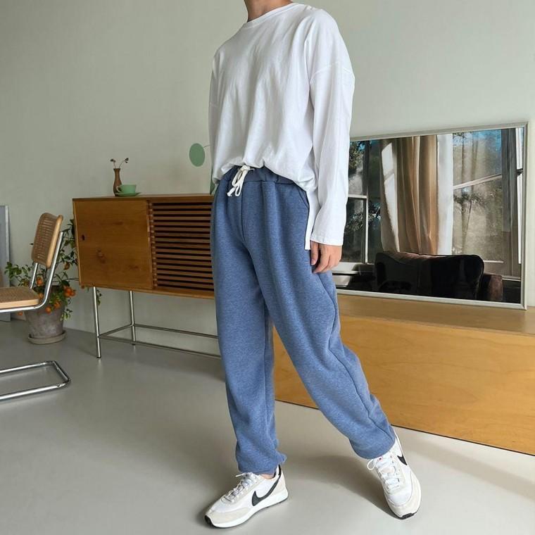 하이븐 남자 루즈핏 안감 양털 조거 바지 남성 기모 겨울