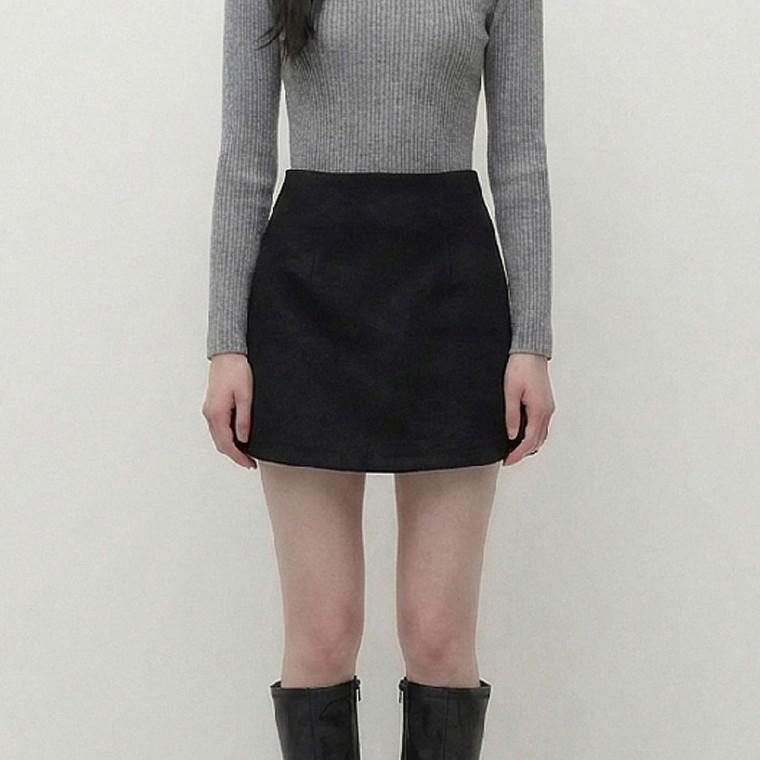 여성 A라인 겉기모 미니 스커트 뒷지퍼 치마