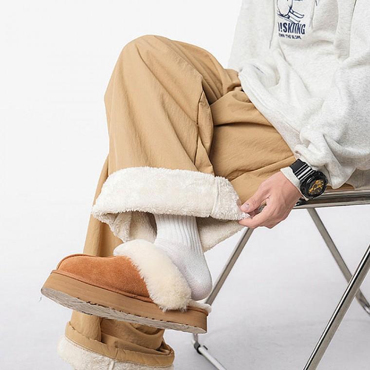방한 와이드 바지 남성 겨울 기모 팬츠