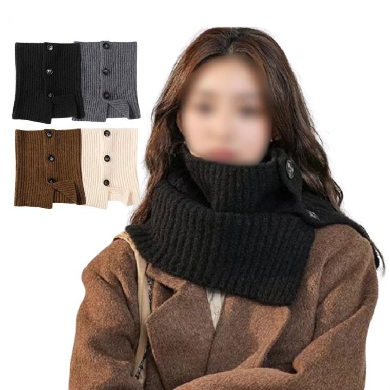 여성용 단추 기모넥워머 방한넥워머 하이칼라 숄더넥커버