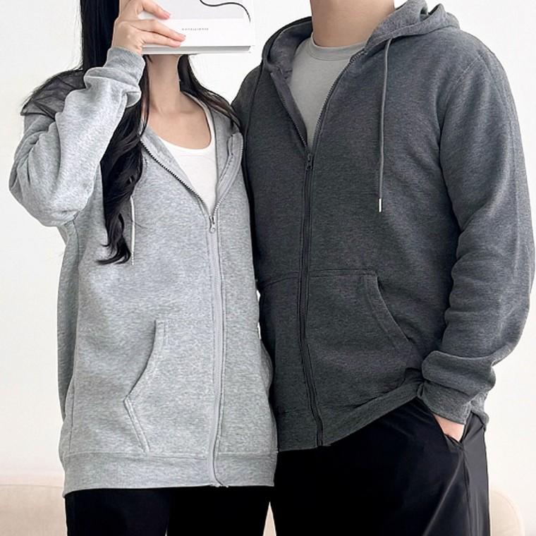 남자 여자 기모 후드 아우터 캐주얼 베이직 집업