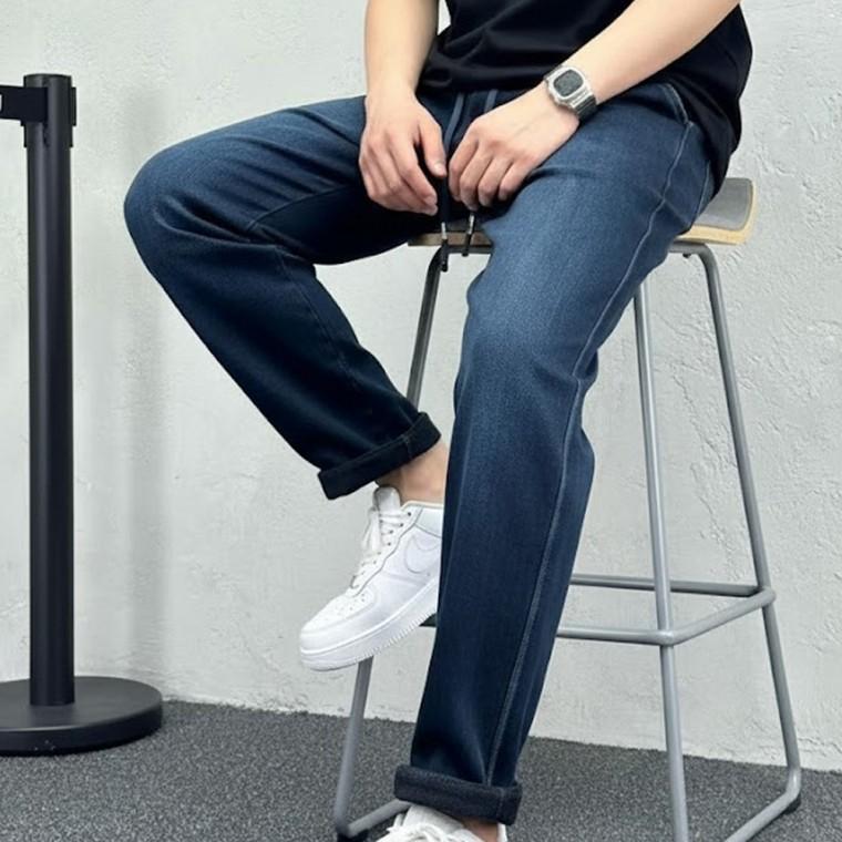 남성 기모청바지 데님 스판 보온 캐주얼 빅사이즈