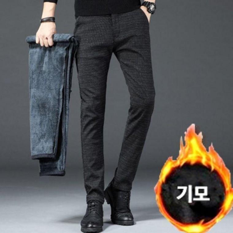 남성용 슬림핏 정장 바지 기모 팬츠 트레이닝복 캐주얼
