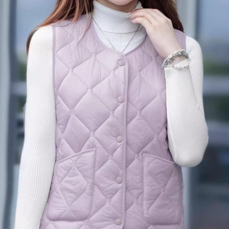 편안한 착용감 패딩 조끼 실내 보온 외출 캐주얼 상의 할머니 어르신 할머니꽃 무니