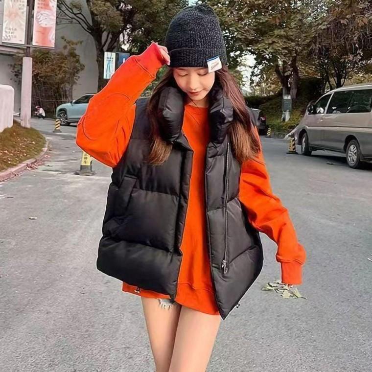 여성 하이넥 오버핏 스타일 겨울 패딩 조끼 베스트 여자 경량 잠바 퀼팅 캐주얼 예쁜