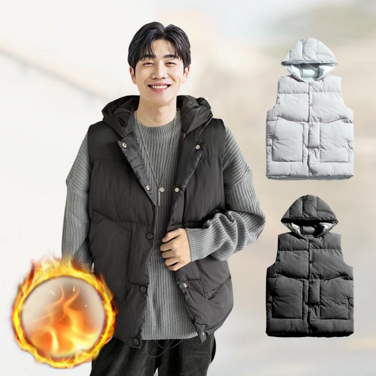 남녀공용 숏패딩 조끼 간절기 후드 무지 경량 베스트