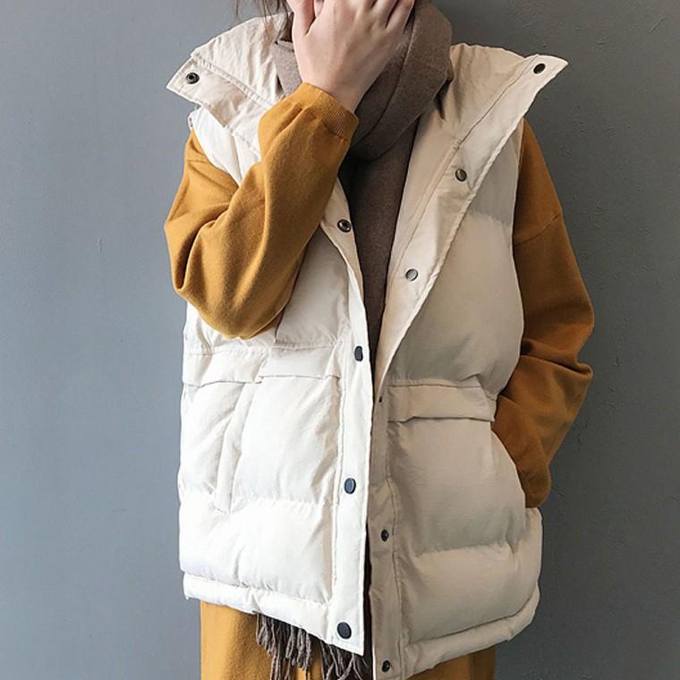여성 루즈핏 하이넥 겨울 패딩 조끼