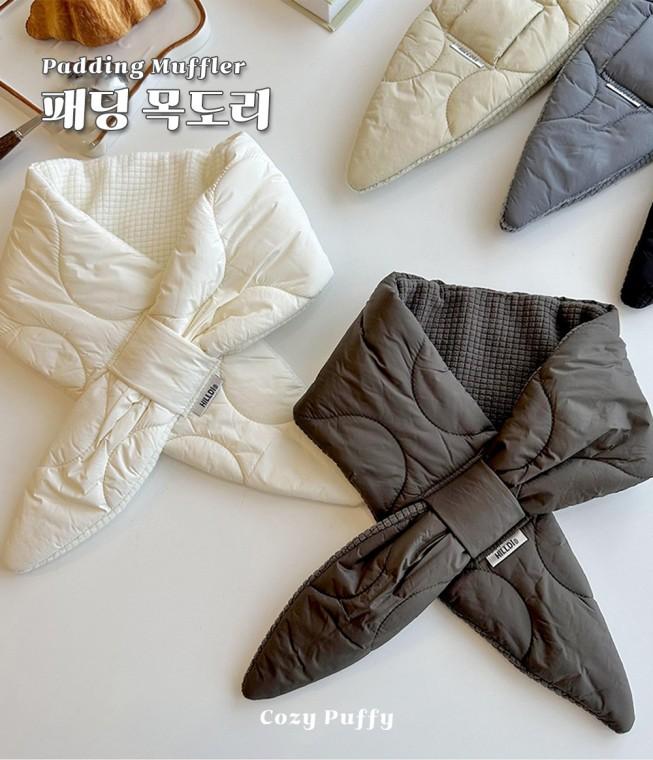 [IS몰]패딩목도리 패딩머플러 쁘띠 겨울목도리 숏머플러 방한 경량 리버서블 넥워머 겨울 패딩머플러