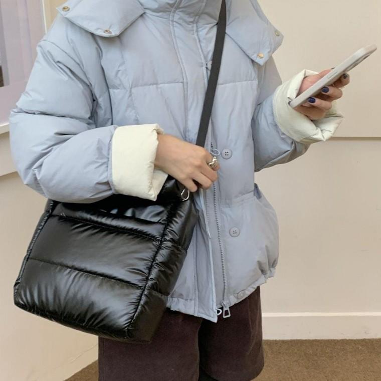 여성 패딩 토트 크로스 사각 가벼운 토드 백 블랙 토트백 미니 토드백 패딩백 겨울 가방