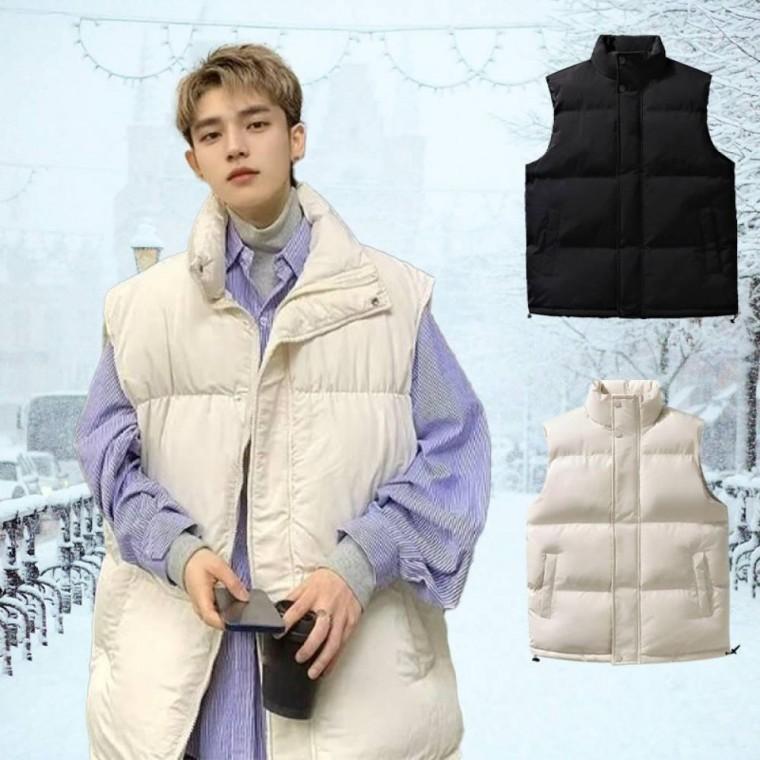 패딩 오버핏 자연스러운 스타일 겨울 조끼