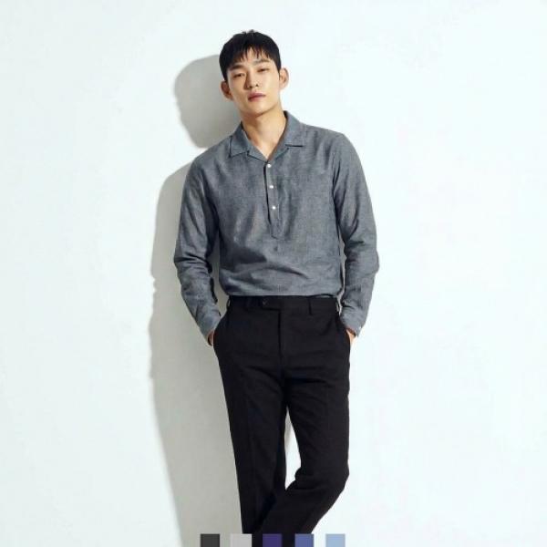 남성 보카시 헨리넥 긴팔 티셔츠 데일리웨어