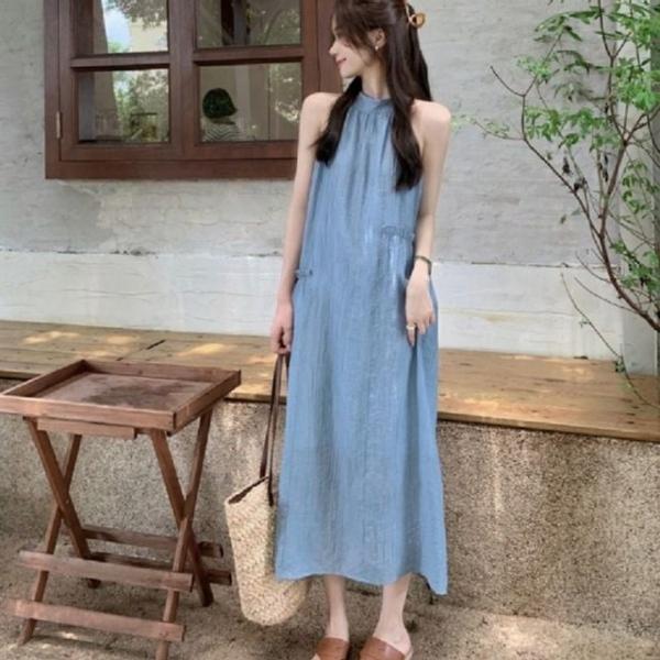 민소매 홀터넥 원피스 미니멀 모던 가을겨울 파티룩