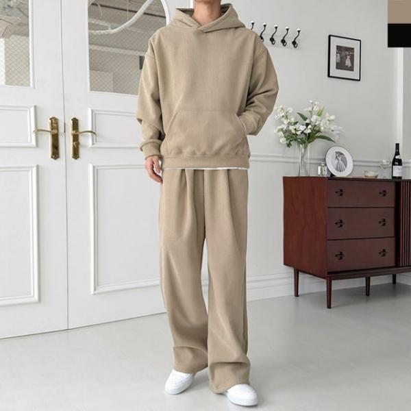 WL GAA FW1050M 남자 겨울 코듀로이 골덴 풀오버 후드 핀턱 와이드 세트(양털안감)