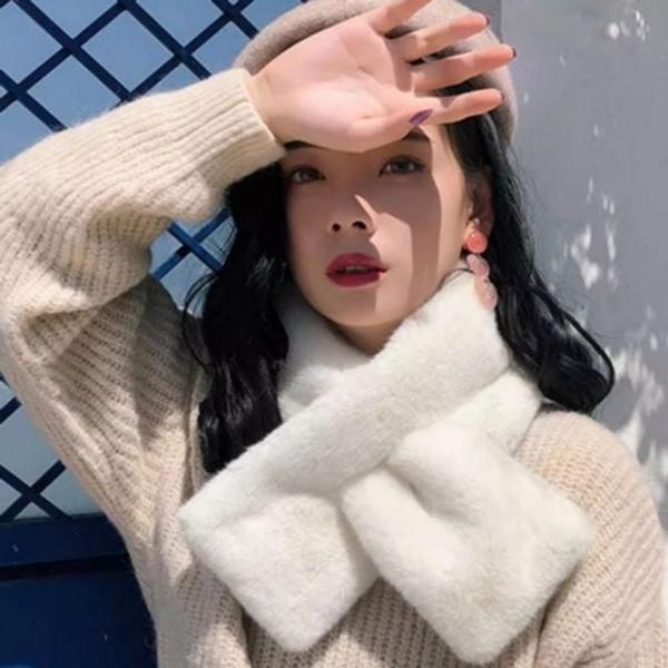 부드러운 겨울 방한 목도리 짧은 여성 퍼 목도리 데일리 스카프