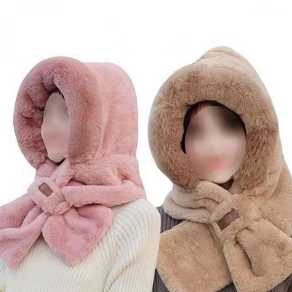 여성 겨울 후드 목도리 밍크 털 목도리