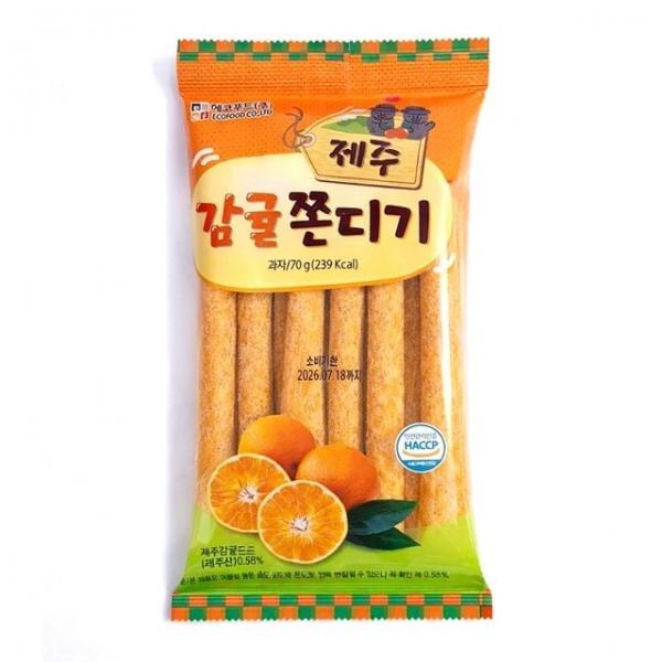 에코푸드 제주 감귤 쫀디기 70g 1개 쫀드기 추억 인기 간식 유치원 답례품 주전부리 겨울